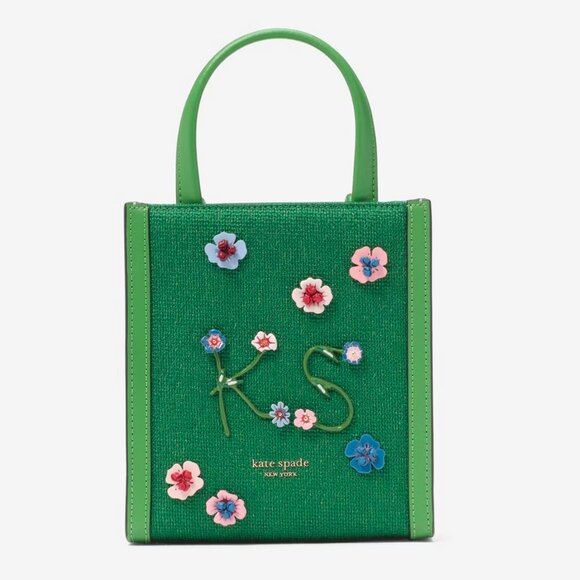 NEW Kate Spade New York Manhattan Floral Appliqué Chenille Mini Tote Crossbody - Picture 3 of 7